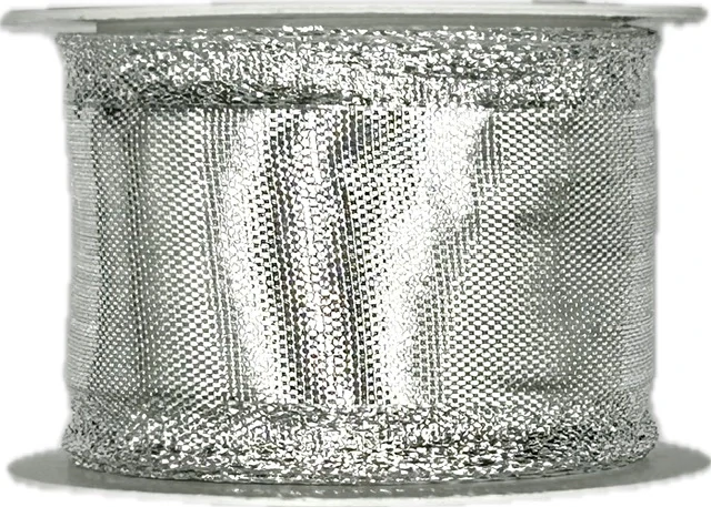 Stuha stříbrná lurexová BIRMINGHAM SILVER lesklá 40mm x 2m (15,-Kč/m)