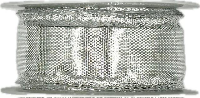 Stuha stříbrná lurexová BIRMINGHAM SILVER lesklá 25mm x 2m (14,-Kč/m)