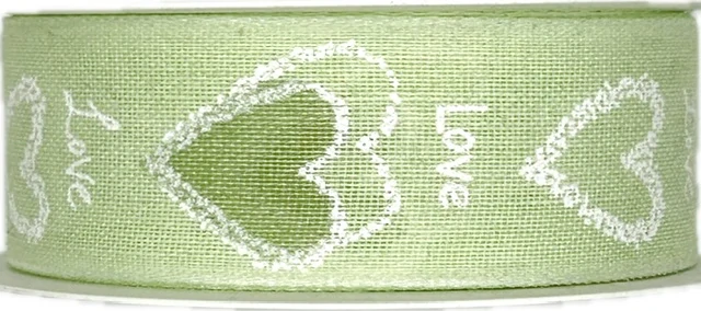Taftová stuha Love Pastel Green – pastelově zelená 25mm x 2m