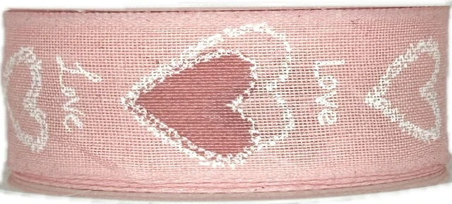 Taftová stuha Love Pastel Pink – pastelově růžová 25mm x 2m