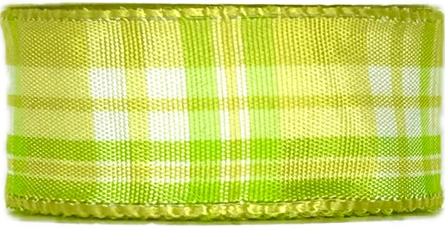 Saténová stuha CARACAS KARO hráškově zelená 25mm x 2m