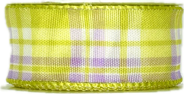 Saténová stuha CARACAS KARO světle zelená 25mm x 2m