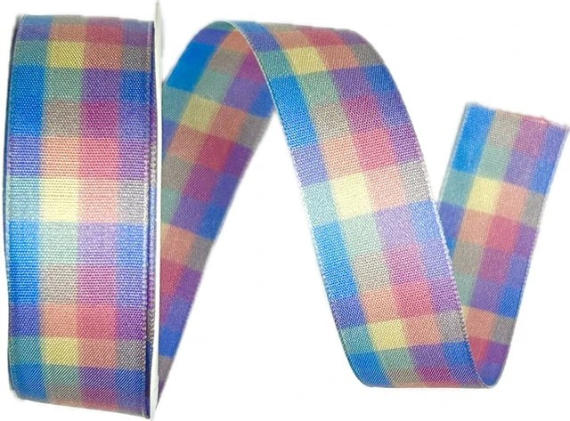 3x Stuha taftová MULTICOLORE BLUE kostkovaná 3x(25mm x 3m)