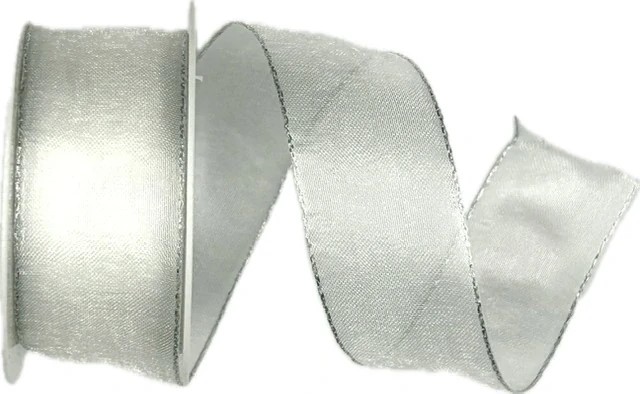 3x Stuha taftová BASIC WHITE SILVER bílá  3x (25mm x 3m) 