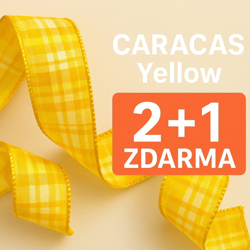 AKCE 2+1 zdarma- Stuha saténová CARACAS YELLOW oranžová 25mm x 2m (cena za 3ks)