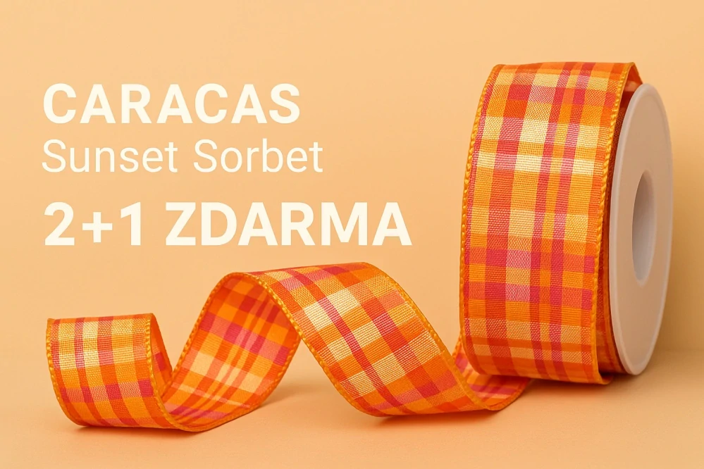 AKCE 2+1 zdarma- Stuha saténová CARACAS SUSET SORBET oranžová 40mm x 2m (cena za 3ks)