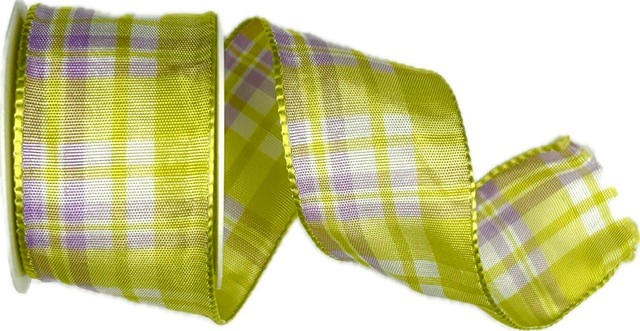 AKCE 2+1 zdarma- Stuha saténová CARACAS LIME ORCHID zeleno-fialová kostka  40mm x 2m (cena za 3ks)