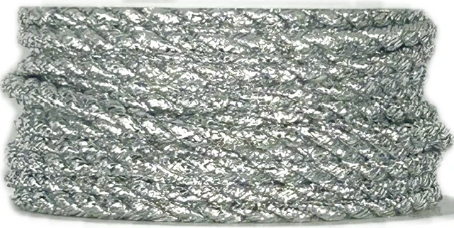 Dekorační provázek kroucený KORDEL stříbrný 3 mm x 3 m