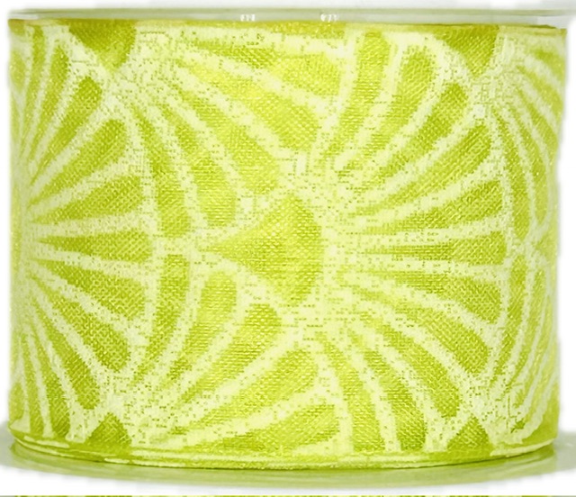 Stuha taftová ART DÉCO GREEN světle zelená průsvitná 40mm x 2m (13,-Kč/m)