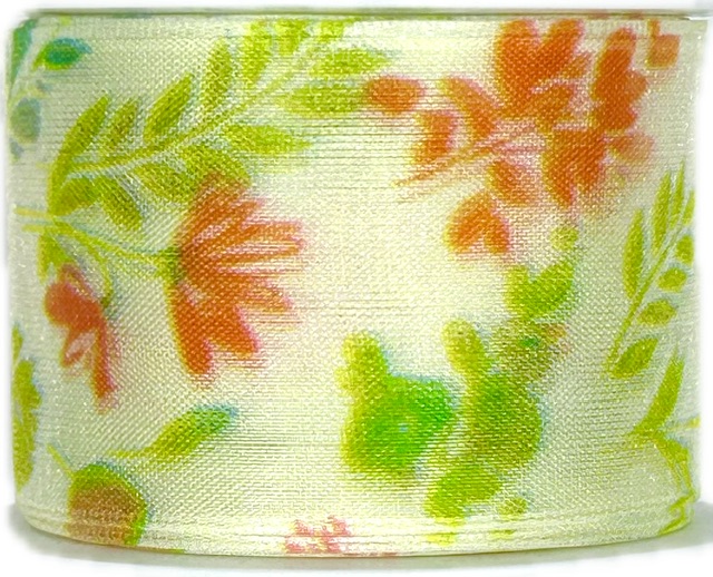 Stuha taftová BLOSSOM TALE YELLOW žlutá průsvitná 40mm x 2m (13,-Kč/m)