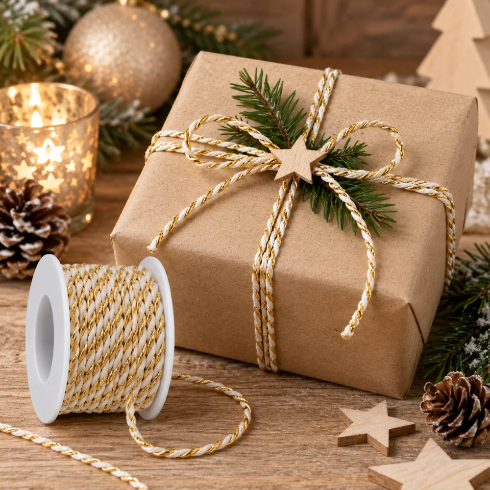 Provázek dekorační TwistCord Elegant Gold & Cream zlato-krémový 3mm x 3m