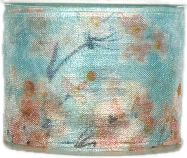 Stuha taftová BLUE GARDEN MIST modrá průsvitná 40mm x 2m (11,-Kč/m)