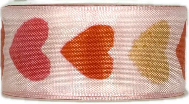 Taftová stuha CORAL LOVE – červená 25mm x 2,5m