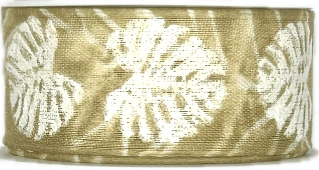 Stuha taftová MONSTERA NATUR béžová 25mm x 2,5m (10,-Kč/m)