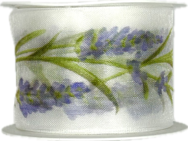 Stuha taftová LAVENDER BREEZE bílá průsvitná 40mm x 2m (14,-Kč/m)