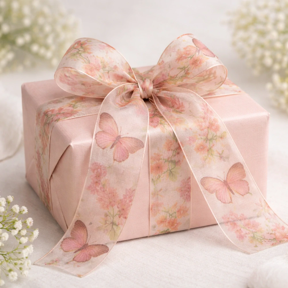 Stuha organzová BLUSH WINGS PINK růžová 40mm x 2m 
