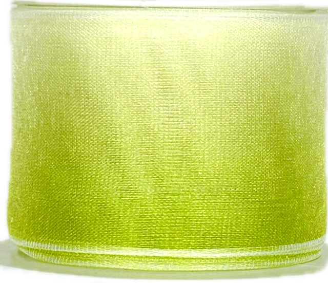 Stuha organzová DUO COLOR LIME  limetkově zelená 40mm x 2m (11,-Kč/m)