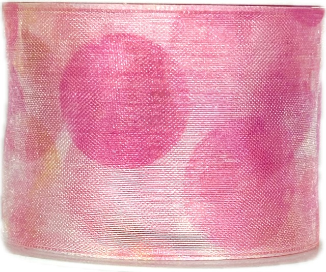 Stuha organzová PLAYFUL DOTS PINK růžová průsvitná 40mm x 2m( 13,-Kč/m)