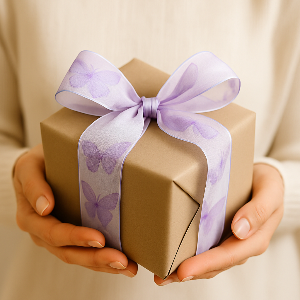 Stuha taftová WINGS OF SUMMER LAVENDER levandulová průsvitná 40mm x 2m (13,-Kč/m)