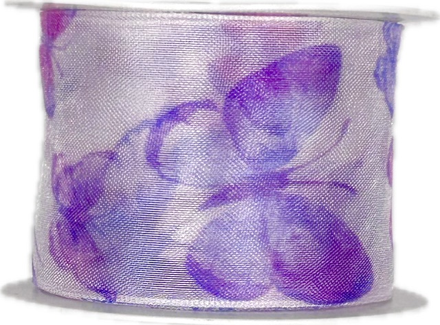 Stuha taftová WINGS OF SUMMER LAVENDER levandulová průsvitná 40mm x 2m (13,-Kč/m)