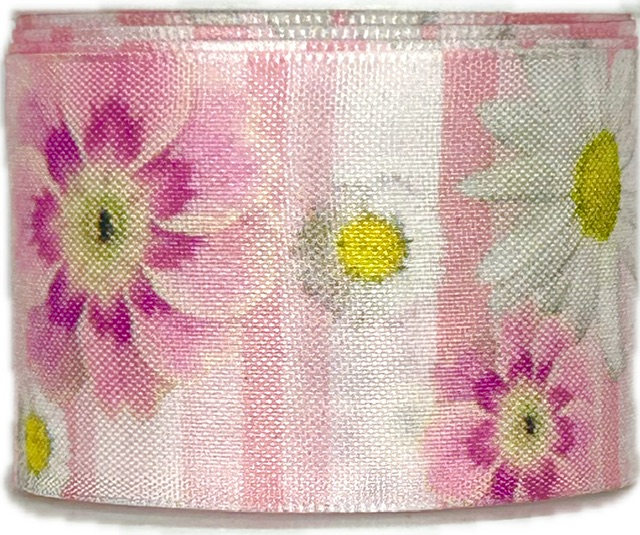 Stuha taftová DAISY MEADOW PINK růžová 40mm x 2m (14,-Kč/m) 