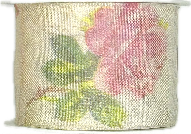 Stuha taftová ROMANTIC ROSE růžová 40mm x 2m (14,-Kč/m)