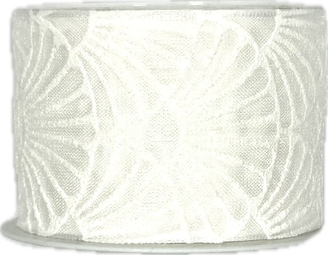 Stuha taftová ART DÉCO WHITE bílá průsvitná 40mm x 2m (13,-Kč/m)