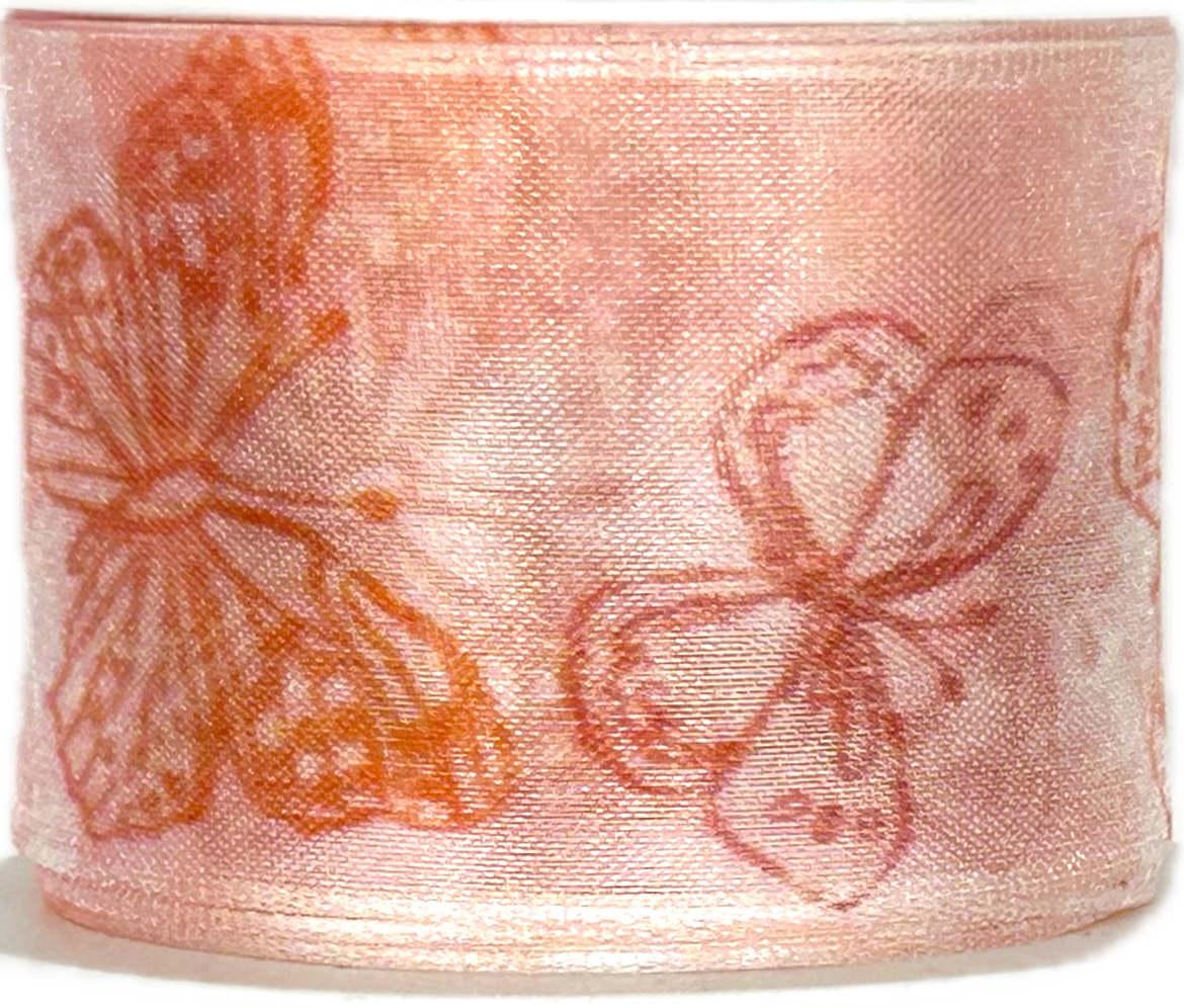 Stuha taftová PAPILLON ROSE růžová  průsvitná 40mm x 2m (13,-Kč/m)