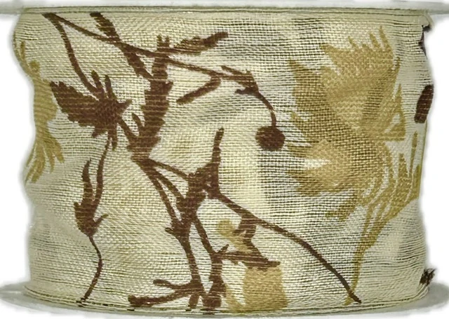 Podzimní stuha bavlněná Autumn Bloom – Golden Whisper 40mm x 2m (14,-Kč/m)