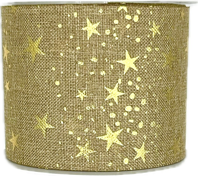 Stuha vánoční Starlight Wishes - Golden Sky béžová 60mm x 3m (16,-Kč/m)