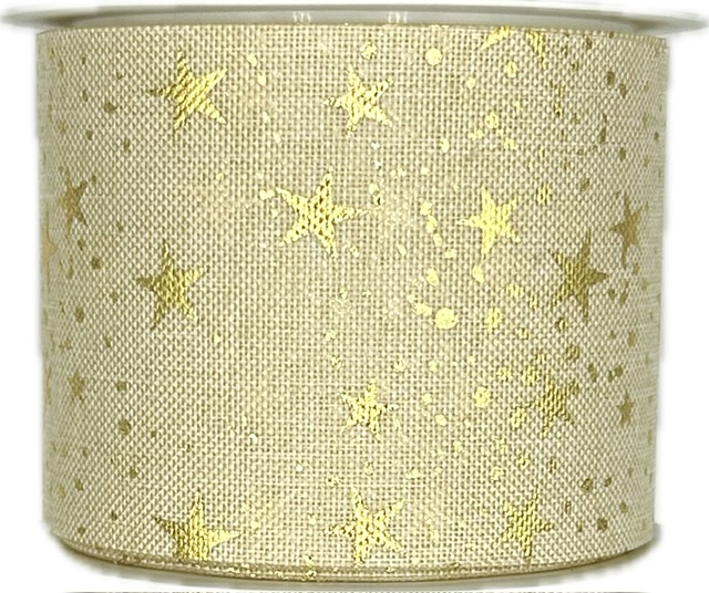 Stuha vánoční Starlight Wishes – Champagne Glow krémová 60mm x 3m (16,-Kč/m)