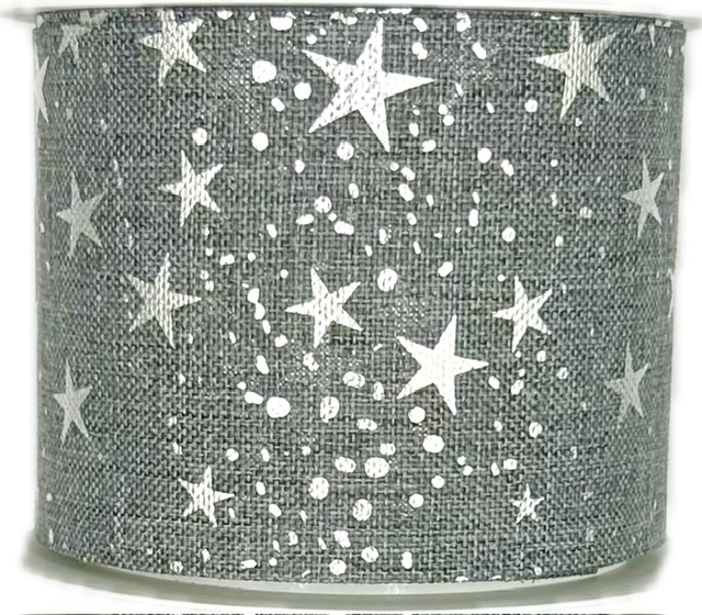 Stuha vánoční Starlight Wishes – Moon Grey šedá 60mm x 3m (16,-Kč/m)