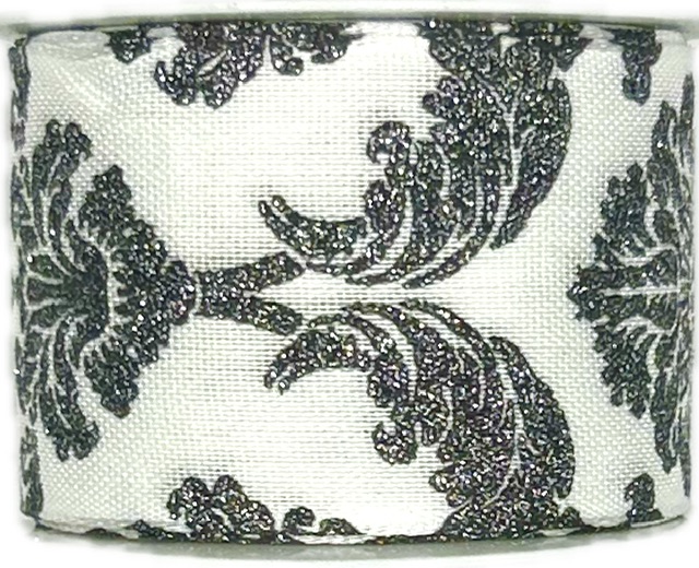 Stuha vánoční ROYAL NIGHT BLACK bílá 40mm x 2m (16,-Kč/m)