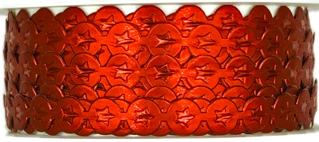 Stuha vysekávaná SHINY STAR RED červená 10mm x 3m (6,-Kč/m)