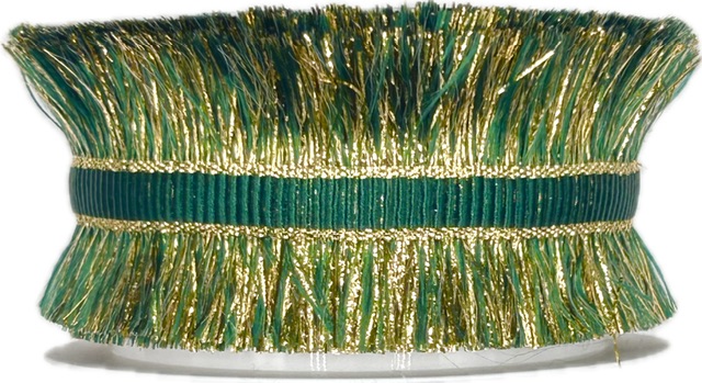 Provázek dekorační EMERALD FRINGE GOLD zlato-zelený 2m (11,-Kč/m)