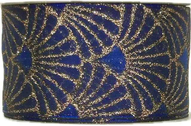 Stuha vánoční organzová GLAMOUR FESTIVAL BLUE modrá 40mm x 2m (14,50,-Kč/m)