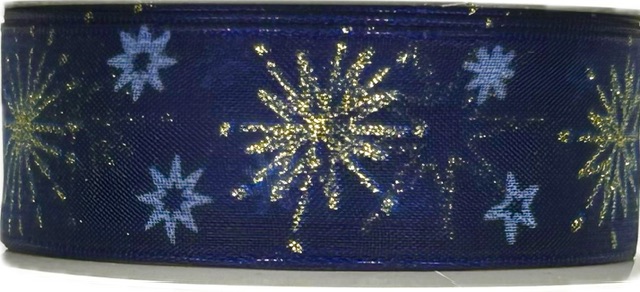 Stuha vánoční STARLIGHT MIDNIGHT BLUE modrá 25mm x 2m (14,-Kč/m)