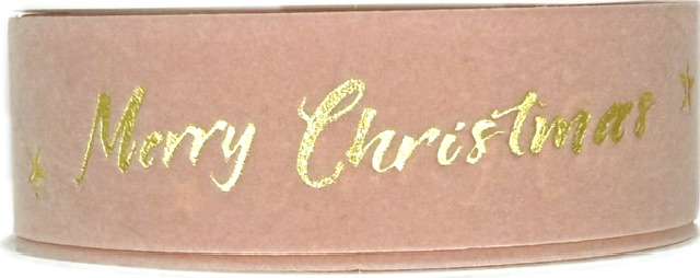 Stuha vánoční sametová VELUTTO MERRY CHRISTMAS PINK růžová 25mm x 3m (10,-Kč/m)