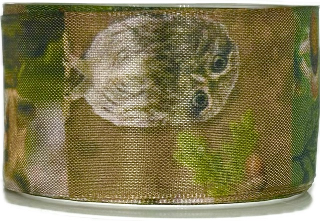 Stuha taftová FOREST WILDLIFE zelená 40mm x 2m (14,-Kč/m)