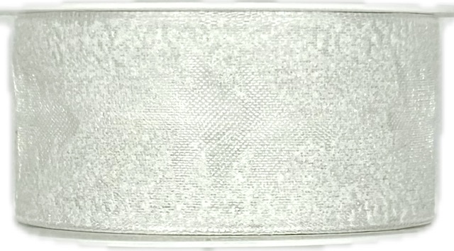 Stuha vánoční WINTER ELEGANCE WHITE bílá 25mm x 2m (12,-Kč/m)