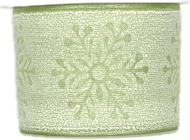 Stuha vánoční SNOW WHISPER GREEN zelená 40mm x 2m (15,-Kč/m)