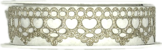 Stuha girlandová OLD SILVER HEARTS stříbrná 15mm x 1m