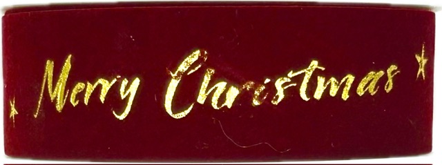 Stuha vánoční sametová VELUTTO MERRY CHRISTMAS BURGUNDY bordó 25mm x 3m (10,-Kč/m)