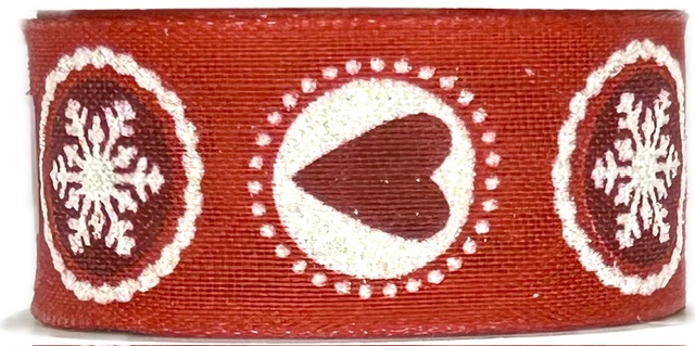 Stuha vánoční CHARM HEARTS červená 25mm x 2m (13,-Kč/m)