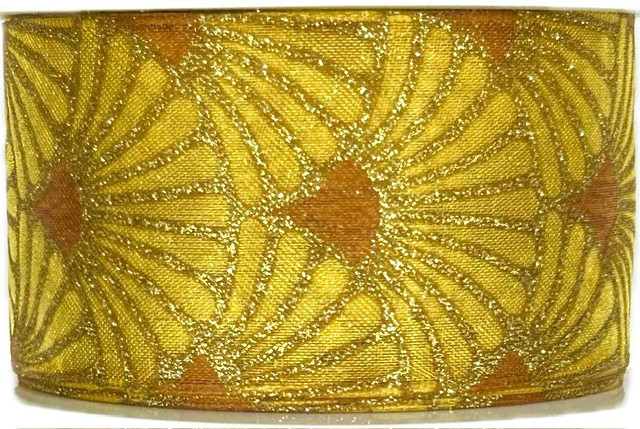 Stuha vánoční organzová GLAMOUR FESTIVAL MUSTARD YELLOW zlatá 40mm x 2m (14,50,-Kč/m)