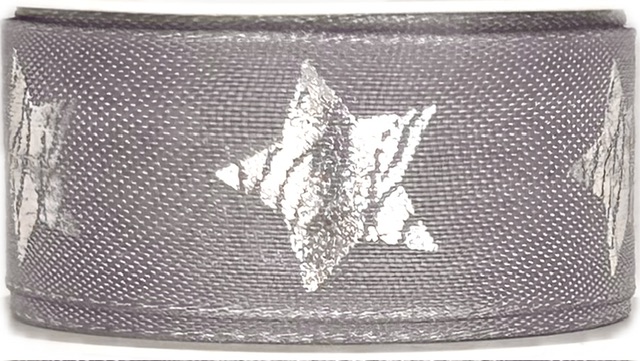 Stuha vánoční RUSTIC STAR GRAY šedá 25mm x 2m (12,-Kč/m)
