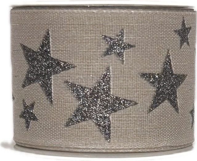 Stuha vánoční RUSTIC NIGHT GRANITE šedá 40mm x 2m (13,-Kč/m)