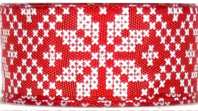 Stuha vánoční NORDIC RED červená 25mm x 2m (14,-Kč/m)