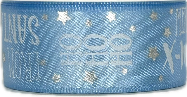 Stuha vánoční SILVER STARS SKY BLUE modrá 25mm x 2m (14,-Kč/m)