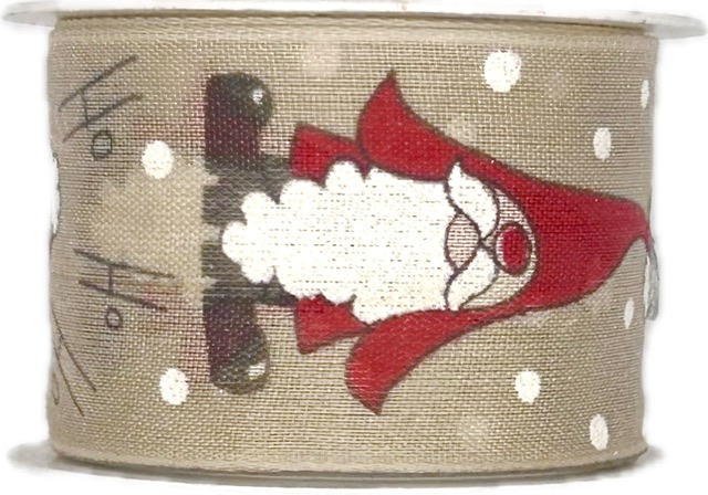 Stuha vánoční bavlněná SANTA’S MAGIC šedá 40mm x 2m (13,-Kč/m)